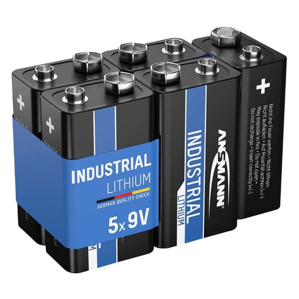 9V industrilitiumbatteri 5-pack