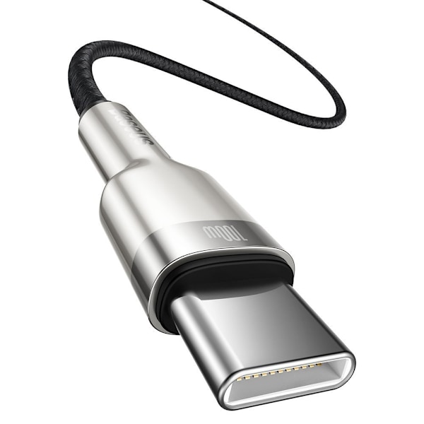 USB-C - USB-C kabel Cafule Metal Data Power Delivery 100W 1m - sort