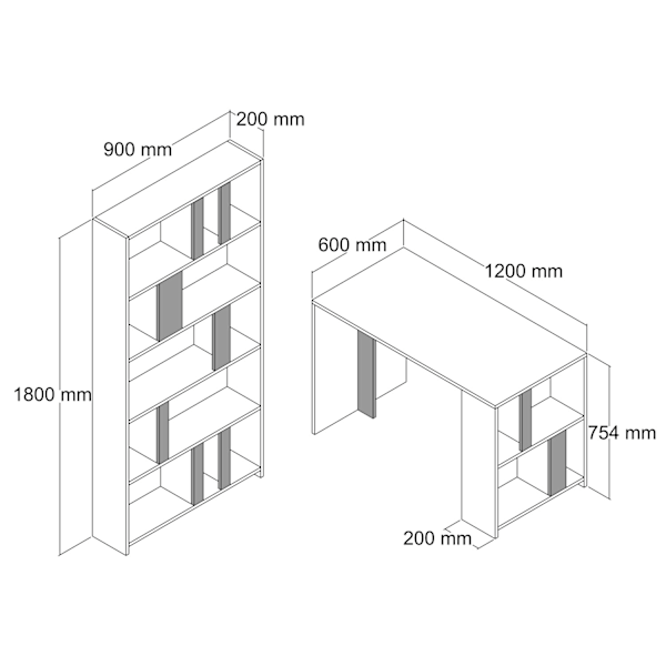 Studiebord & bogreol Lima - Hvid, Gul