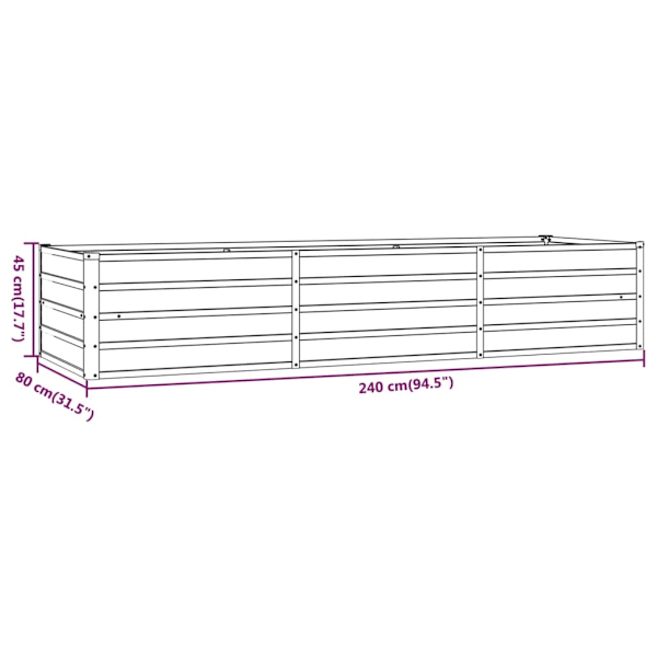 Grow box rustent 240x80x45 cm rustbestandigt stål