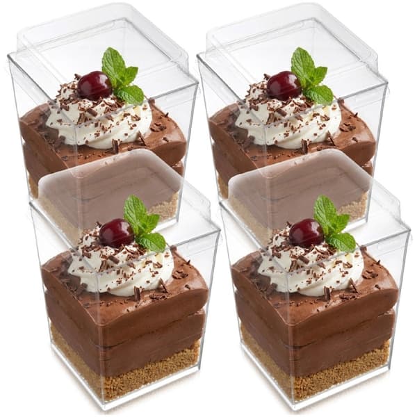 Dessertkoppar med lock, 160 ml, set om 4