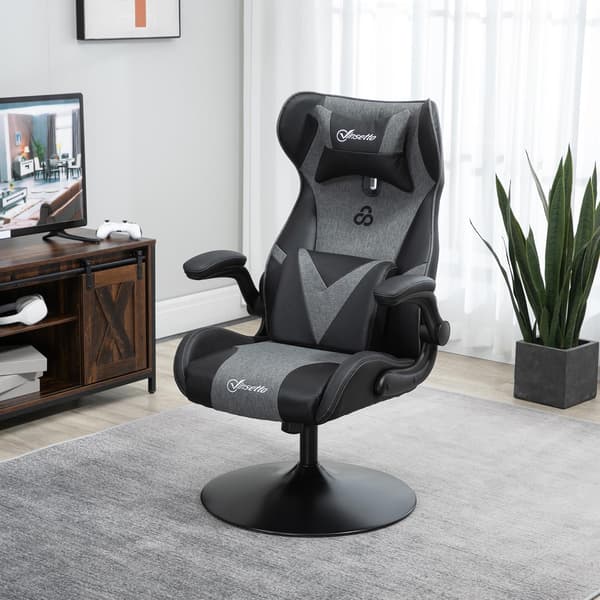 Spelstol, justerbar höjd, svart/grå, ergonomisk design