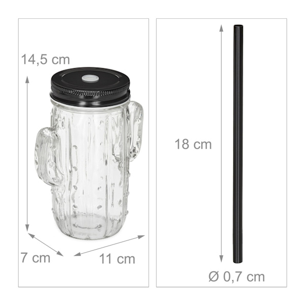 set om 8 dricksglas Kaktus med sugrör
