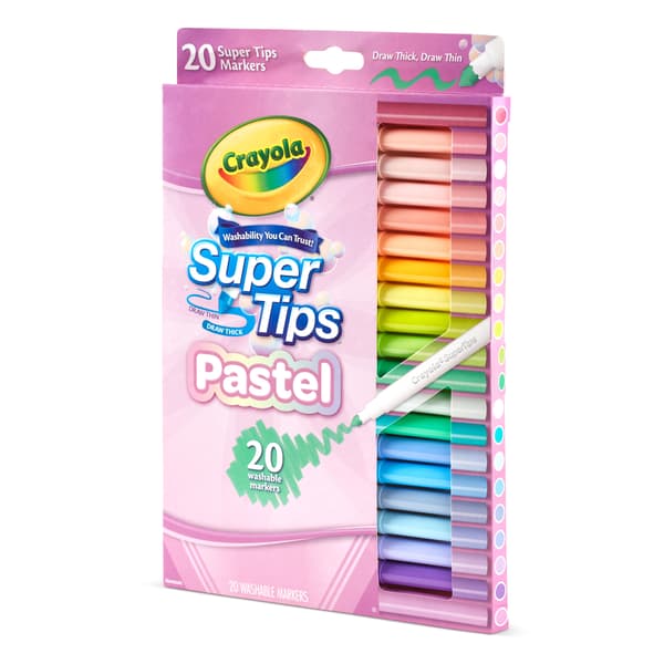 Pastel Supertips tuscher, 20 vaskbare farver til børn