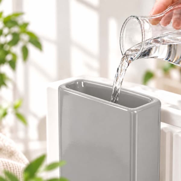 Keramisk luftfuktare med radiator, set om 6 med krokar, 400 ml, ljusgrå