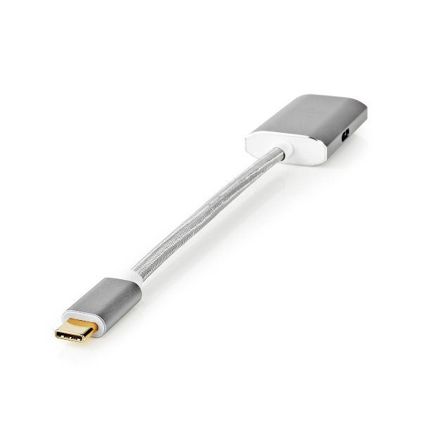 USB-C™ Adapter | USB 3.2 Gen 1 | USB-C™ Han | DisplayPort Hun / USB-C™ Hun | 4K@60Hz | Power delivery | 0.20 m | Runde | Guldplateret | Flettet / Nylo