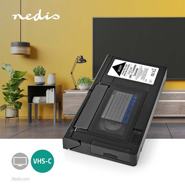 VHS Converter | Konvertering: VHS-C til VHS | Plug and play | Sort