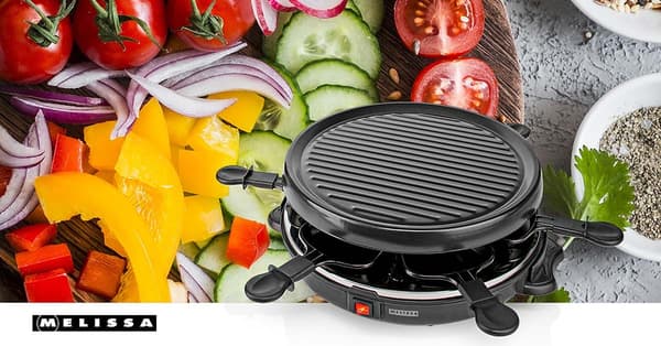 Raclette Grillset för 6, 800W, non-stick, 29cm