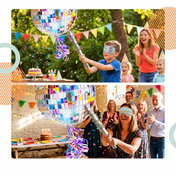 Pinata Party Set, 3-delars med racket och ögonbindel