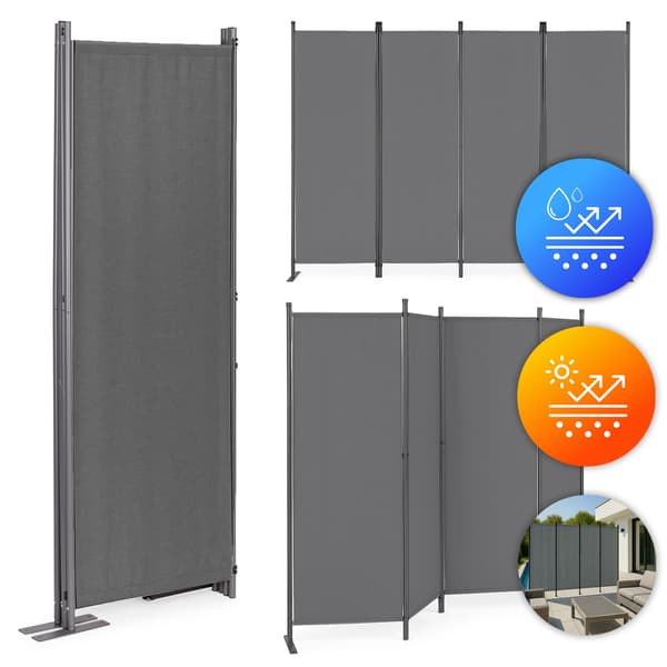 Sammenklappelig 4-panel have- og rumdeler 167x216 cm Grå MultiGarden