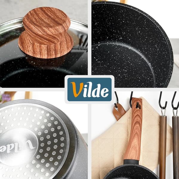 Non-stick granitkastrull med glaslock, 16 cm, 1,2 l