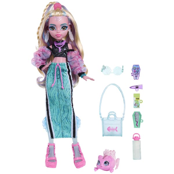 Monster High Lagoona-docka med husdjursfisk och tillbehör