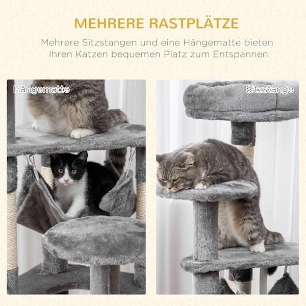 Cat Tree Kissan Raapimispylväs Cat Play Tower Kissa Kiipeily Puun Raapimispylväs Riippumatto Harmaa L40 X L40 X K132 Cm