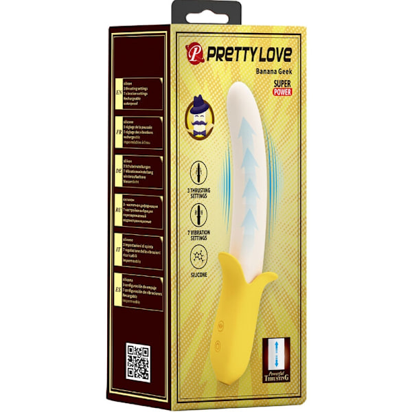 Pretty Love - Banana Geek Super Power 7 Vibrationer Upp&Ned Silikonsvart