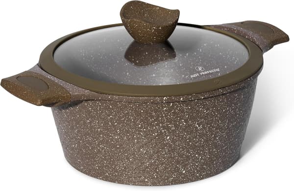Granit Nonstick Gryde Med Glaslåg, 24 Cm