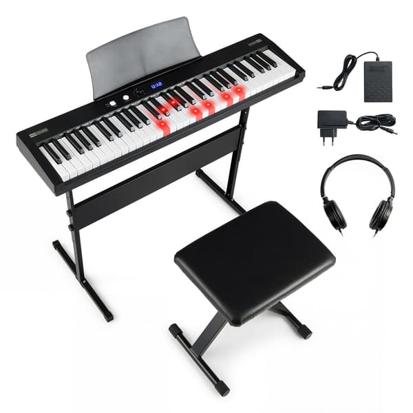 Elektroniskt keyboardset med 61 tangenter och justerbart stativ
