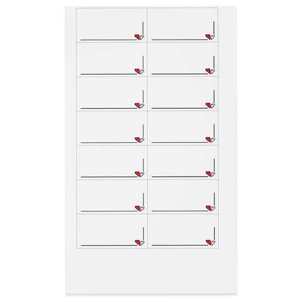 Krukkeetiketter, hjerteform, 28 stk