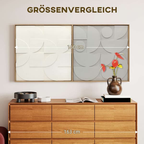 3D-geometrinen seinätaidesarja, 2 osaa, 80x80 cm, valkoinen