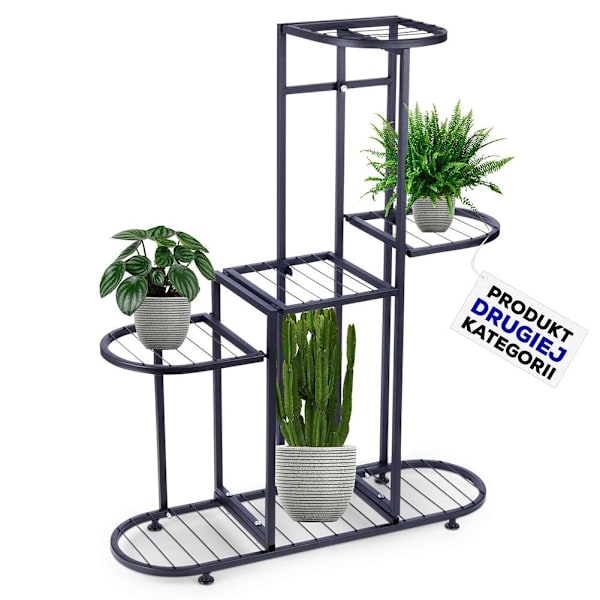 Sort metal blomsterstand med fem niveauer til potteplanter