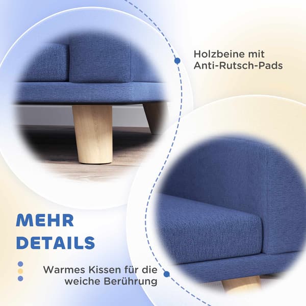 Hundesofa, eukalyptustræ, 98 x 67 x 25 cm, blå