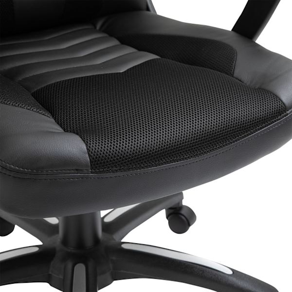 Gaming Chair Kontorstol Med Varmefunktion 6 Vibrationspunkter Ergonomisk Drejestol Massagestol Kunstlæder Sort B68 X D69 X H (108-117) Cm