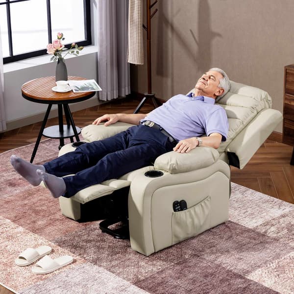 Elektrisk fåtölj med lyft, massage, värme, USB, kräm