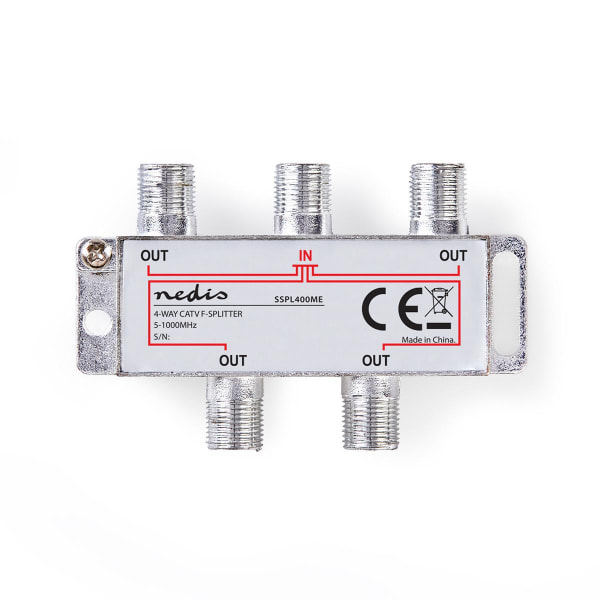 CATV Splitter | 5 - 1000 MHz | Tab af indsættelse: 8.0 dB | Antal output: 4 | 75 Ohm | Zinc Alloy