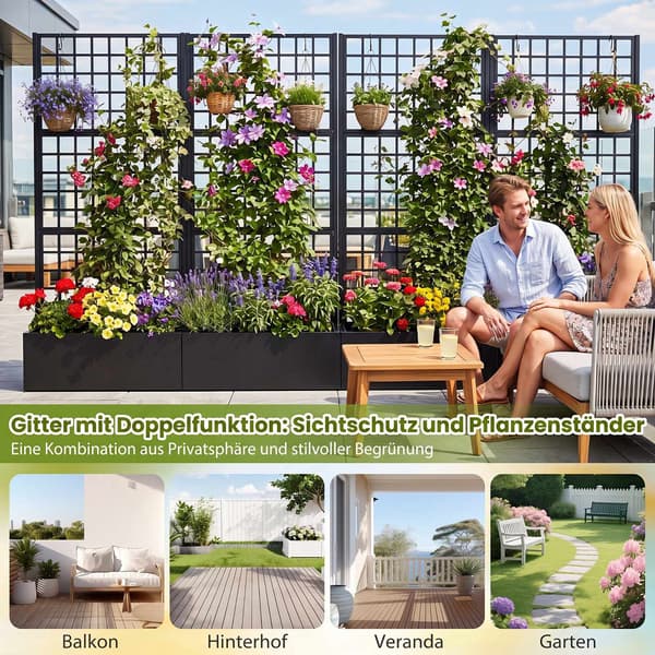 Højbed i metal med espalier – sort