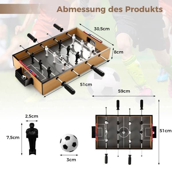 Mini bordfodboldbord med LED lys og 2 bolde