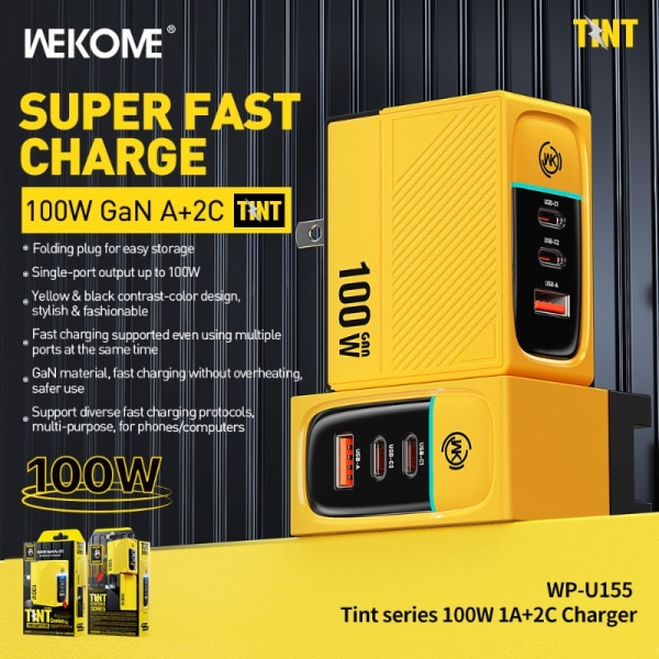 WEKOME WP-U155 Tint Series - 2x USB-C & USB-A Super Fast Laturi