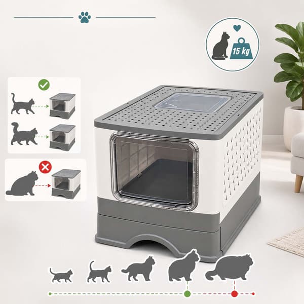 Sluten kattlåda med låda, vikbar design