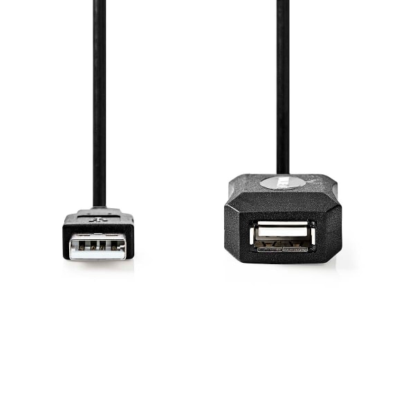 Aktiivinen USB-kaapeli | USB 2.0 | USB-A Uros | USB-A Naaras | 480 Mbps | 10.0 m | Pyöreä | Niklattu | PVC | Kupari | Label