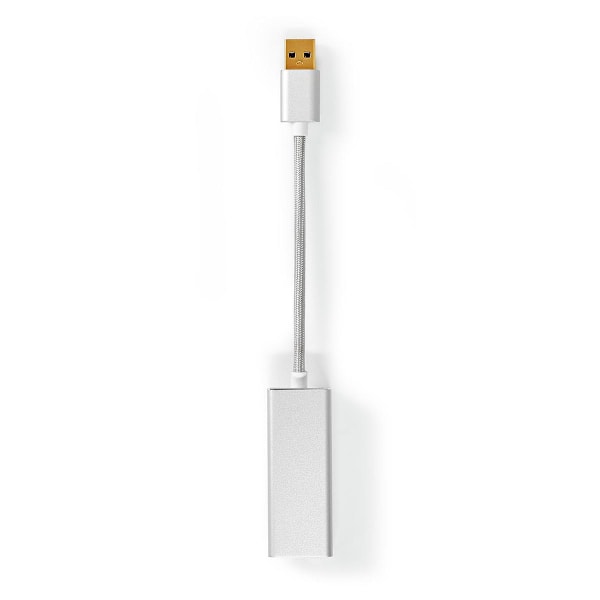 USB-netværksadapter | USB 3.2 Gen 1 | 1 Gbps | USB-A Han | RJ45 Hun | 0.20 m | Runde | Guldplateret | Kobber | Sølv | Cover Window Box Hvid