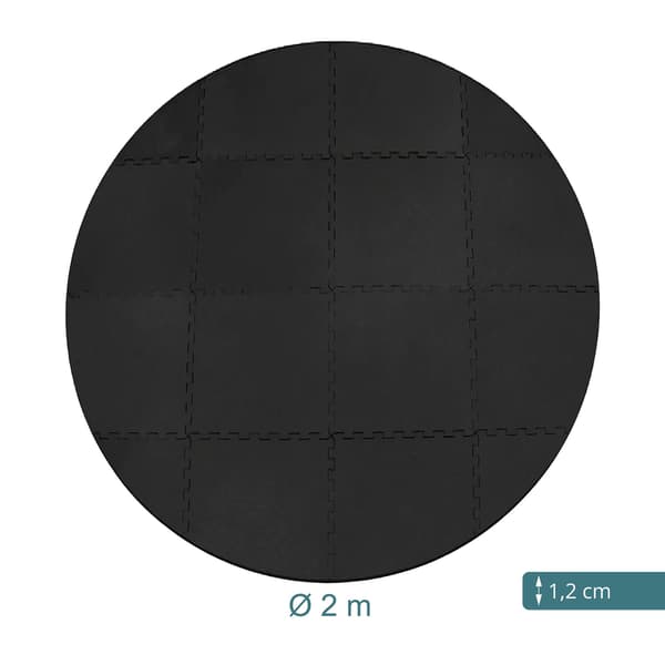 Rund EVA-skummåtte til pool, 2 m diameter, sort