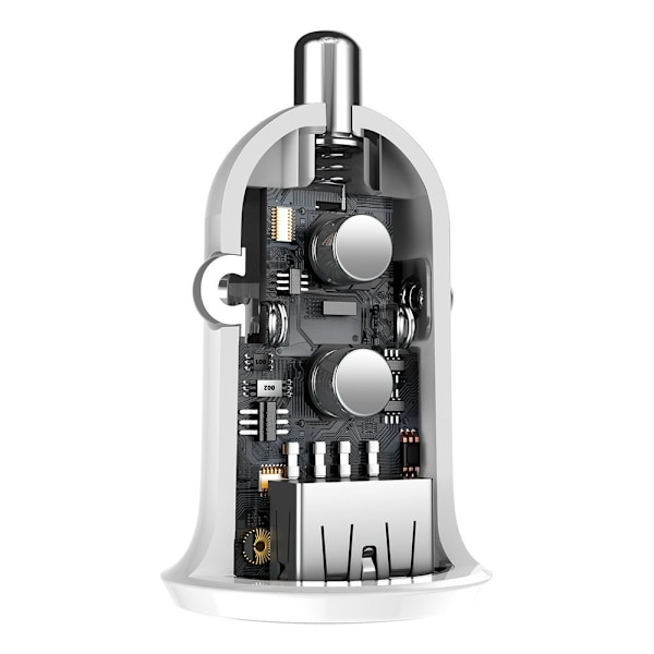 Grain Pro 2x USB 4.8A biloplader til cigarettænderudtag, hvid