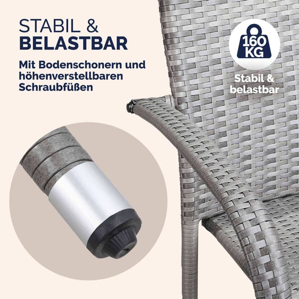 Polyrattan stabelstol Comfort sæt med 4 grå