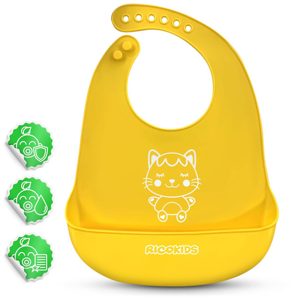Silikone hagesmæk til fodring af Ricokids gul