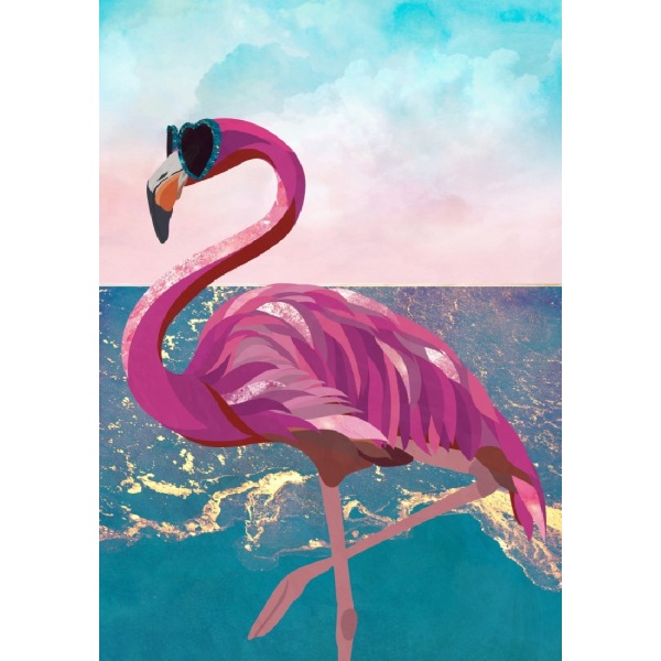 Flamingo Goes To The Beach - 30x40 cm