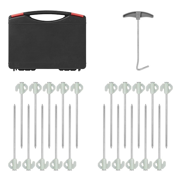 Kiven tappi 20 cm metallia pimeässä hohtavalla koukulla - 20 kappaleen sarja kotelossa