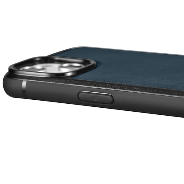 Etui dækket med naturligt læder til iPhone 14 Læderolievoks marineblå