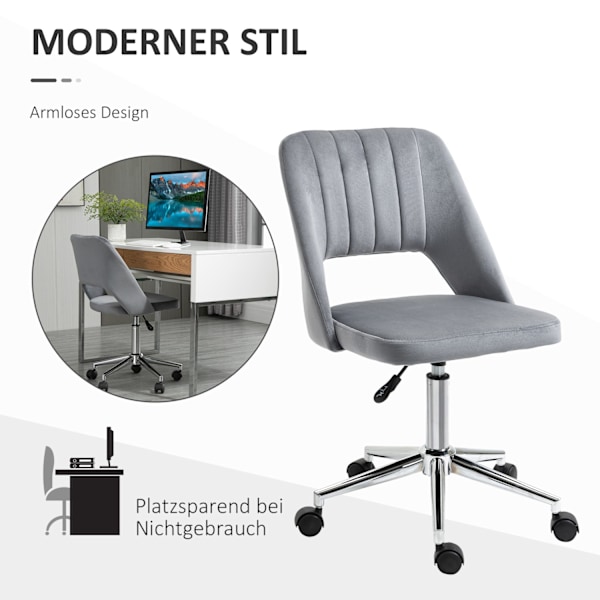 Työtuoli, korkeussäädettävä kotitoimistotuoli ilman käsinojia, pyörivä samettimainen työtuoli, ergonominen meikkituoli makuuhuoneeseen, työhuoneeseen,