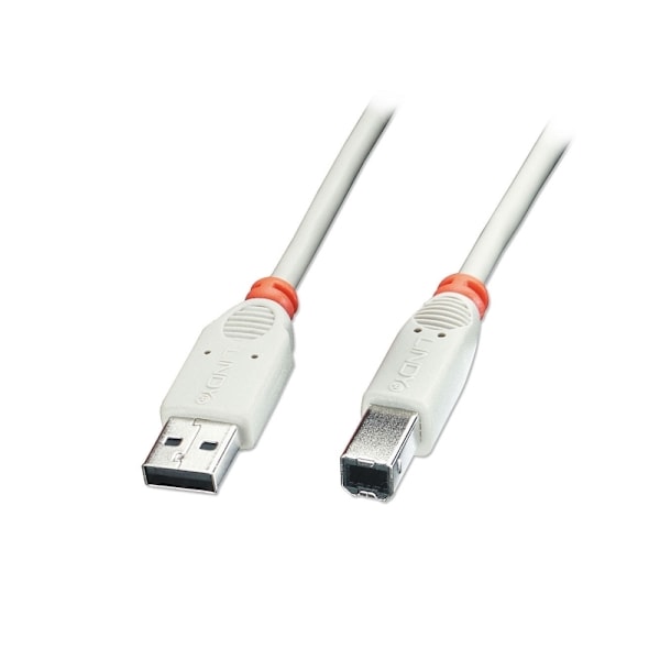 Lindy USB A/USB B 2 m, 2 m, USB A, USB B, USB 2.0, uros/uros, harmaa, punainen