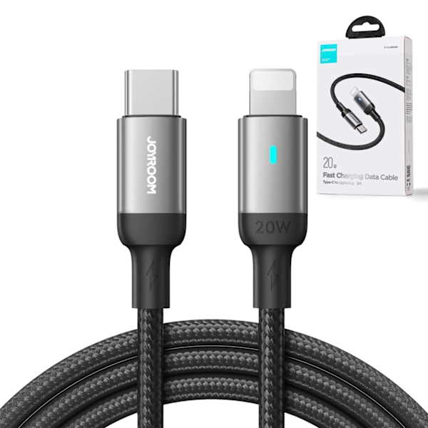 Kaapeli iPhonelle USB-C - Lightning A10 Series 20W 1,2m musta