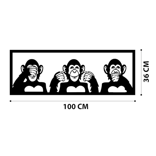 Koristeellinen metalliseinätarvikkeet Three Monkeys-L