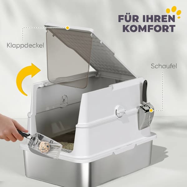 Kattebakke, XL lukket rustfrit stål, skovl, grå