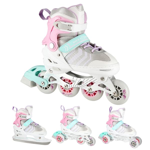 4-i-1 Pink Inline & skøjter, størrelse L (39-43)