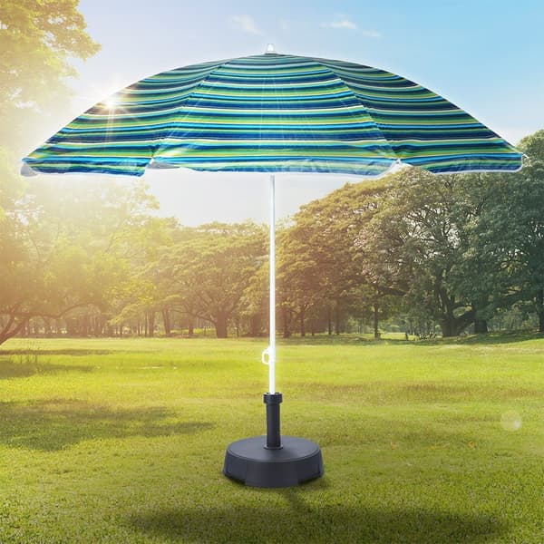 Strandparasol med justerbar hældning og solafskærmning