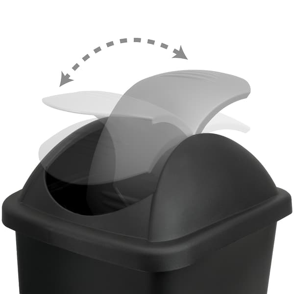 60L plastsoptunna med svängbart lock – svart/silver