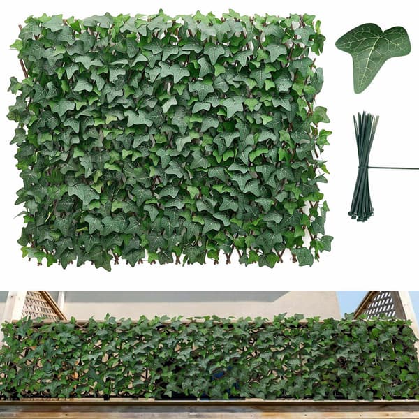 Udvidelig skærm til privatlivshegn, kunstig vedbend 63,5x320 cm