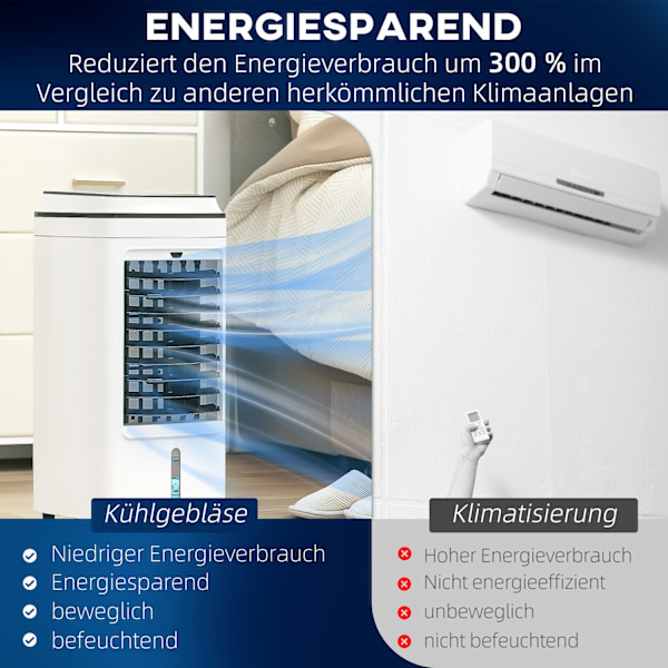 3 i 1 mobil luftkonditionering med luftfuktning vattenkylning 60° oscillerande 4L luftkonditionering med 8h timer, vilolägen, 75W luftkylare med fjärr